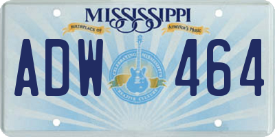 MS license plate ADW464