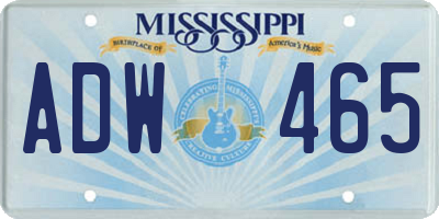 MS license plate ADW465
