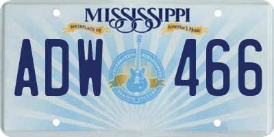 MS license plate ADW466