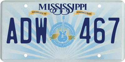 MS license plate ADW467