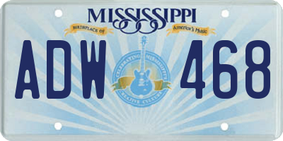 MS license plate ADW468