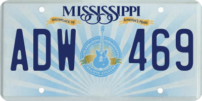 MS license plate ADW469