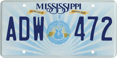 MS license plate ADW472