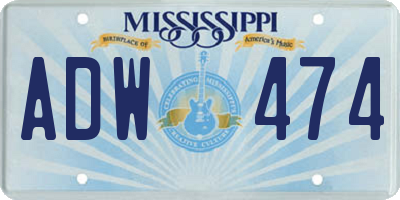 MS license plate ADW474