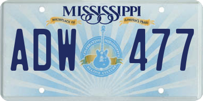 MS license plate ADW477