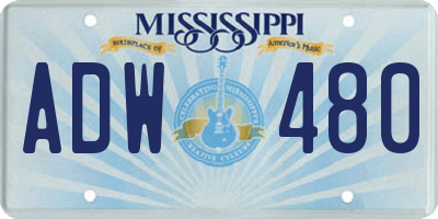 MS license plate ADW480