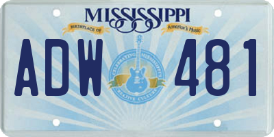 MS license plate ADW481