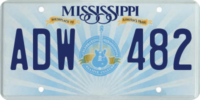 MS license plate ADW482