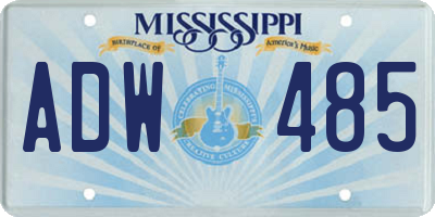 MS license plate ADW485