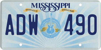 MS license plate ADW490