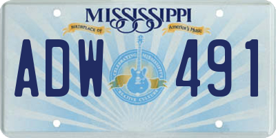 MS license plate ADW491