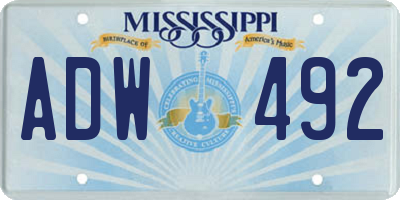 MS license plate ADW492