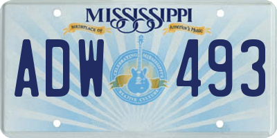 MS license plate ADW493