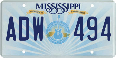 MS license plate ADW494