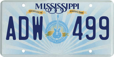 MS license plate ADW499