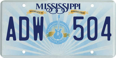 MS license plate ADW504