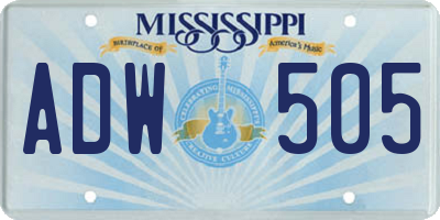 MS license plate ADW505