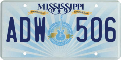 MS license plate ADW506
