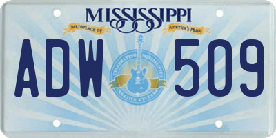 MS license plate ADW509