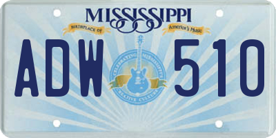 MS license plate ADW510