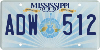 MS license plate ADW512