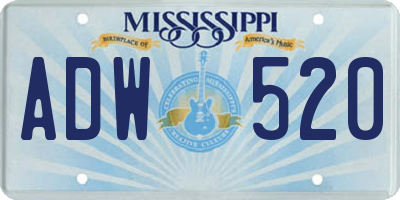 MS license plate ADW520
