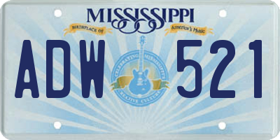 MS license plate ADW521