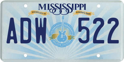 MS license plate ADW522