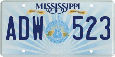 MS license plate ADW523