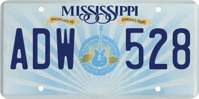 MS license plate ADW528