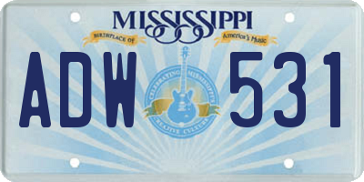 MS license plate ADW531