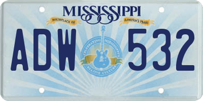 MS license plate ADW532