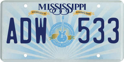 MS license plate ADW533