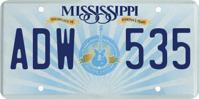 MS license plate ADW535