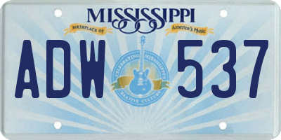 MS license plate ADW537