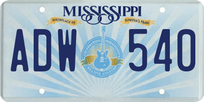 MS license plate ADW540