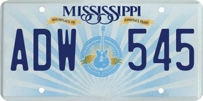 MS license plate ADW545