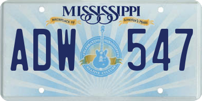 MS license plate ADW547