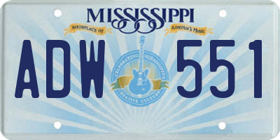 MS license plate ADW551