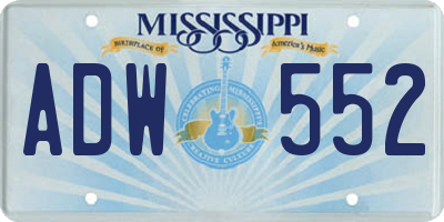MS license plate ADW552
