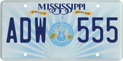 MS license plate ADW555