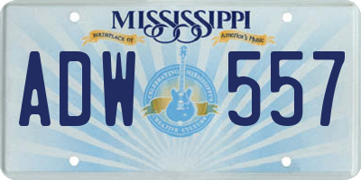 MS license plate ADW557