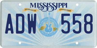 MS license plate ADW558
