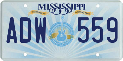 MS license plate ADW559