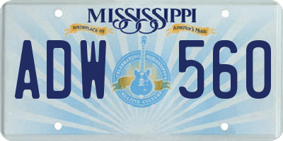 MS license plate ADW560