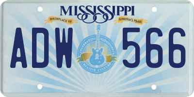 MS license plate ADW566