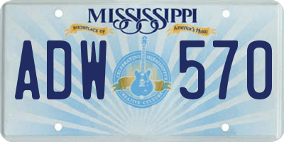 MS license plate ADW570