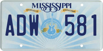 MS license plate ADW581