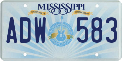 MS license plate ADW583