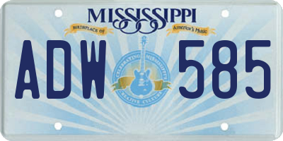 MS license plate ADW585